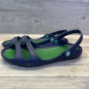 CROCS Cleo II Womens Size 9 Navy Blue Dual Toe Strap Slip on Lightweight Sandals